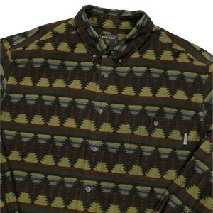 VTG Woolrich Chamois Aztec Flannel Shirt Men's 2XLT Deep Hunter Southwestern EUC